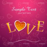 Gold Love Text on Pink Hearted Background with Sample Text